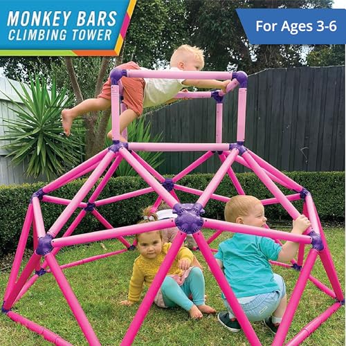 Eezy Peezy Climber with Top - Active Indoor Outdoor Play Set Climbing Dome Equipment Toys - Fun for Kids Ages 3 to 6 Years Old, Pink - color: Pink