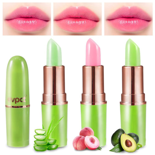 Bingbrush Aloe Vera Color Changing Lipstick,Moisturizer Long Lasting Lip Care Magic Lip Gloss,Makeup Lipstick Set (3Pcs Aloe Ver