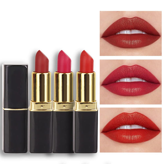 Evpct 3Pcs Dark Light Bright Red Silky Velvet Matte Lipstick Pack Sets For Women,Ruby Red Long Lasting Smudge Proof Lip Stain Ma