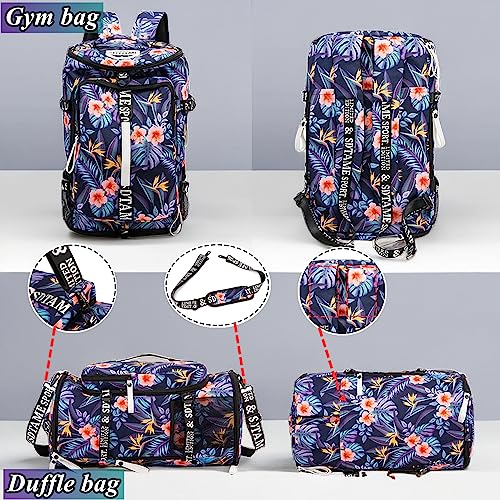 SDTAME Gym Duffel Backpack with Shoe Pocket & Laptop Sleeve - color: Orange