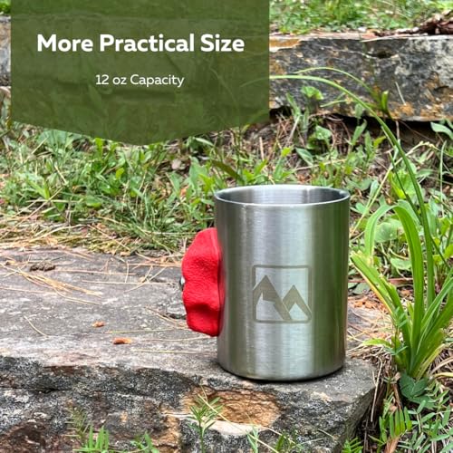 Rock Climbing Mug with Real Crimp Handle - 12oz Stainless Steel Pinch Hold Mug Climber Gift (Red) - color: Red