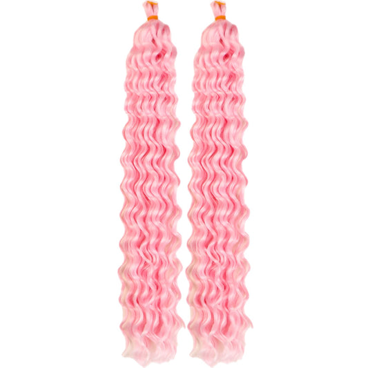 Light Pink Curly Braiding Hair Deep Wave Curly Braiding Hair For Boho Braids Crochet Braids Deep Wave 24 Inch