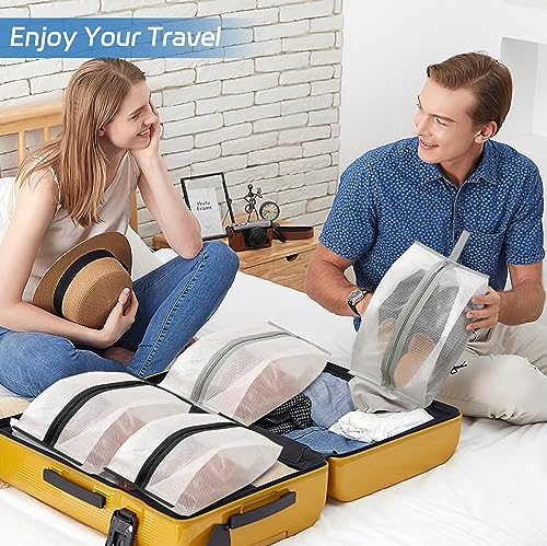 MISSLO Waterproof Shoe Bags for Travel 4 Pack XX-Large Shoe Storage Bag Clear Sneaker Pouch Portable Boots Organizer with Sturdy Zipper for Men & Women