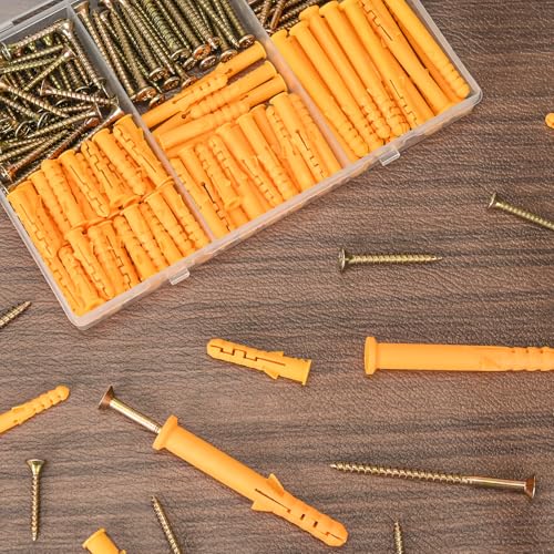 Aovchei 38pcs Drywall Anchors Kit, 19 Plastic Anchors and 19 Screws | 3 Size #10 * 60, #10 * 80, #10 * 100, Wall Hanging Kit for Hanging Picture Frame, Shelf Brackets, Curtain Rod - size: #10*60 #10*80 #10*100
