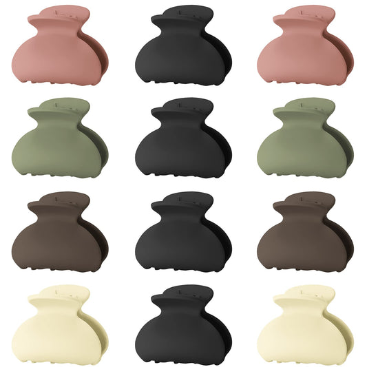 12 Pack Small Hair Claw Clips for Women Thin Fine Short Hair, 1.5 Inch Lolalet Cute Medium Size Jaw Clips Acrylic No Slip Hair C