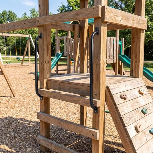 Lounsweer 2 Pcs,39 Inch Playground Safety Handles, Long Grab Bars,Black | Playhouse Ladder Handles, Treehouse Accessories, Rock Climbing Wall, Metal Grab Bars, Safety Handrails, Playground Equipment - color: Black, size: 39 Inch