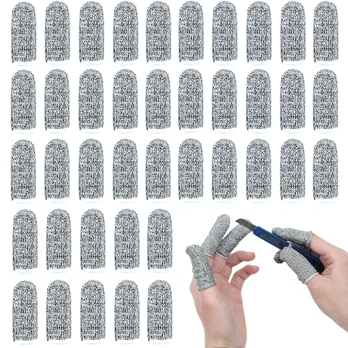 40 pcs Anti-Cut Fingertips Finger Cots Cut Resistant Protector Guards, Non-Slip Cut-Resistant Thumb Finger Protection Cots for Cutting Sewing Kitchen Working Sculpturing Gardening, 1 Size Fit All - size: 40 Pack