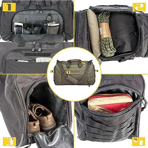 HYKING Gym Bag for Women & Men Tactical Duffle Military Weekender Work Out Lightweight Waterproof Sports Tote Shoe Pocket Green - color: Green