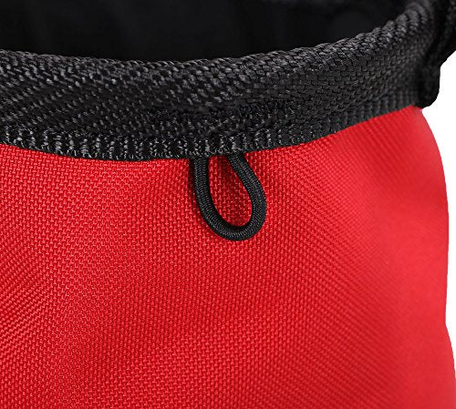 AMC Rock Climbing Panda Embroidered Chalk Bag with Zipper Pocket - color: Red