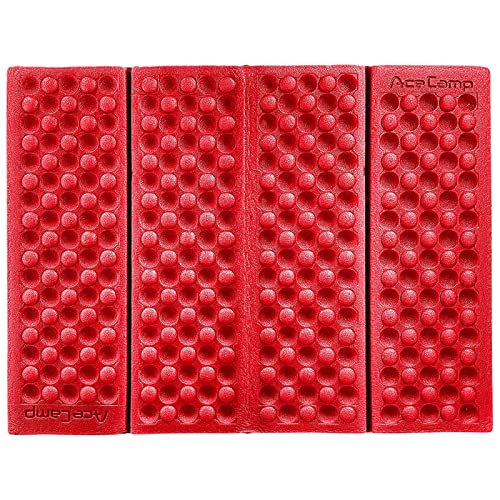 AceCamp 3940 Portable Lightweight Mini Waterproof Folding Mat, Foam Sitting Pad for Outdoor Activities, Foldable Kneeling and Seat Cushion for Comfort, Red - style: 2-pack