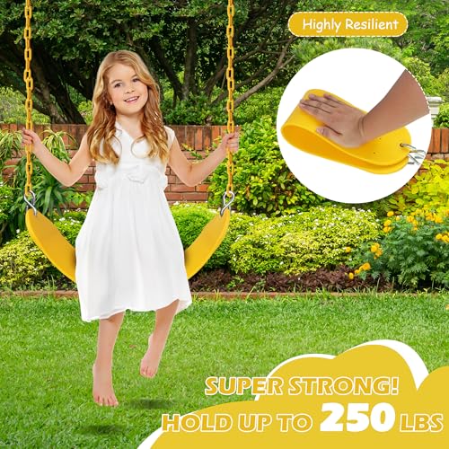Sunnyglade 2PCS Swings Seats Heavy Duty with 66" Chain Support 250lb Yellow | Playground Outdoor Swing Seat Replacement with Snap Hooks, Coated Chains, Soft Eva Seat, Non-Slip Design & 250 Lb Capacity - color: Yellow