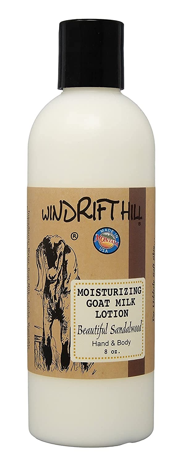 Windrift Hill (Beautiful Sandalwood) Moisturizing Goat Milk Hand & Body Lotion With Essential Oils 8 Ounce Bottle