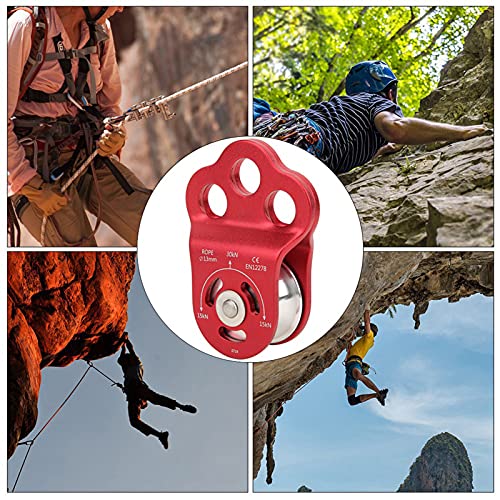 Keenso Climbing Pulley, High Strength Outdoor Tool, Three Hole Single Pulley for Mountaineering, Rock Climbing, and Home Use