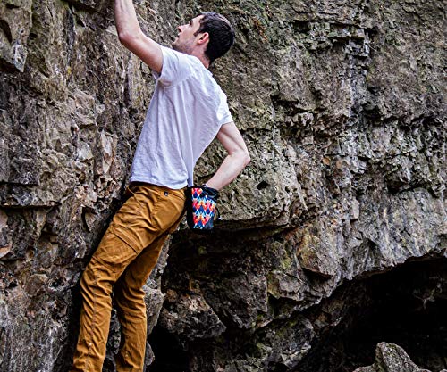 Rock Climbing Chalk Bag | Wide Opening & Fleece Lined | Removable Belt | Large Zippered Pocket | Brush Holder Loops | Bouldering, Gym, Crossfit - color: Sunset Orange