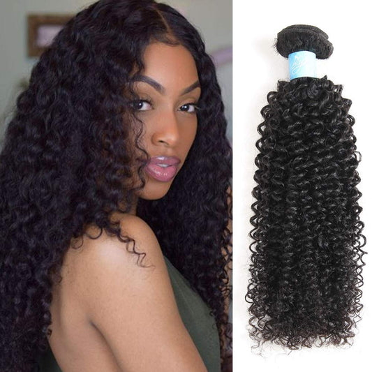 Bly 7A Mongolian Kinky Curly Human Hair Bundles 18/20/22 Inch Unprocessed Hair Weave Weft For Black Women Natural Color