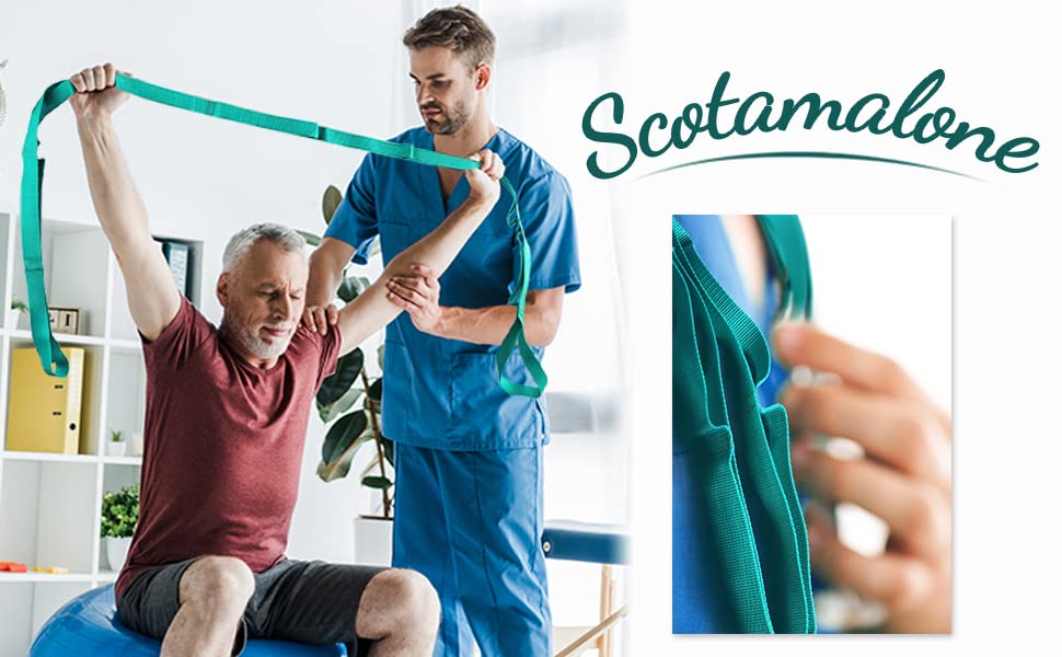 Scotamalone Stretching Strap Yoga Strap Physical Therapy for Home Workout, Exercise, Pilates and Gymnastics, 10 Loops Non-Elastic Stretch Bands with Aesthetic Packaging for Women & Men - color: light green