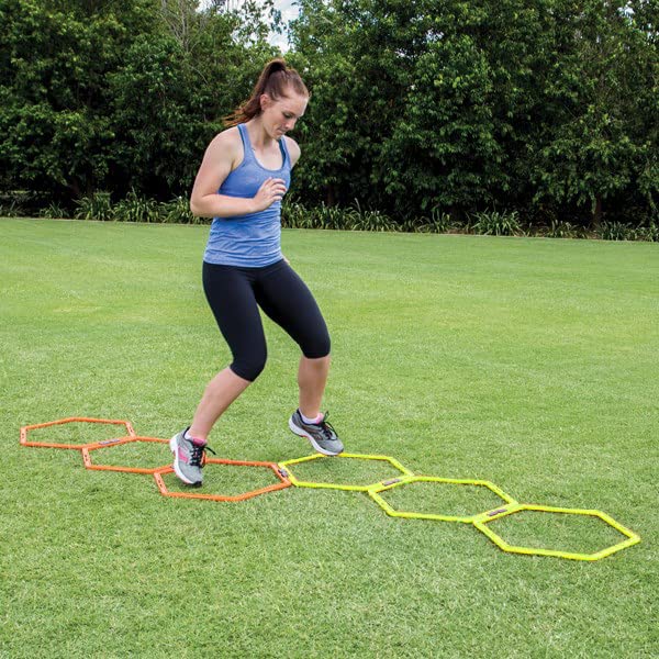Hex Agility Rings for Speed Training & Agility Footwork Training Speed Hurdles Ladder with Carrying Bag (12 Rings) - size: 12 Rings
