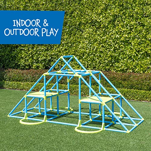 Eezy Peezy Mega Pyramid Monkey Bars Climbing Tower Active Outdoor Fun for Kids Ages 3 to 8 Years Old, Blue/Green - color: Blue/Green