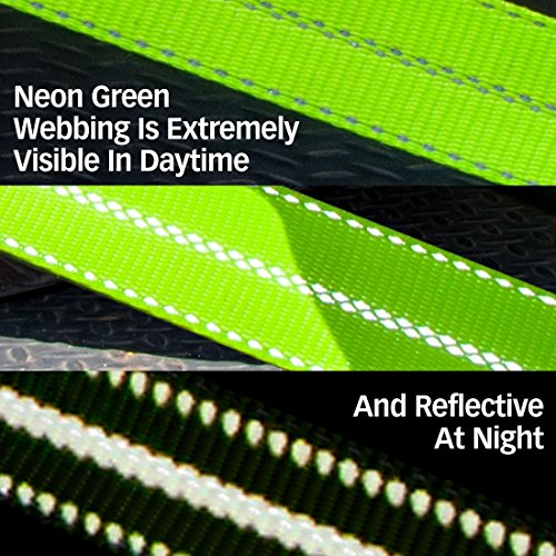 VULCAN Car Tie Down Axle Strap with Wear Pad - 2 Inch x 36 Inch - 4 Pack - High-Viz - 3,300 Pound Safe Working Load - size: 2" x 36" Hi Viz Green (4 Pack)