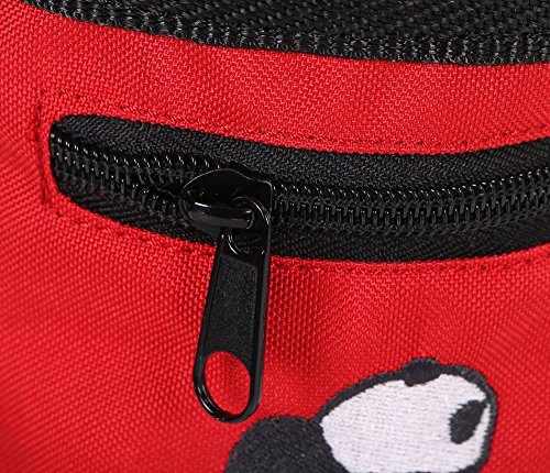 AMC Rock Climbing Panda Embroidered Chalk Bag with Zipper Pocket - color: Red