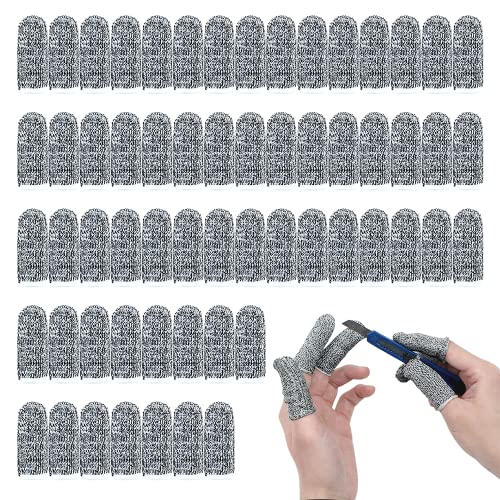 60 pcs Finger Cots Cut Resistant Protector Cut-Resistant Finger Covers, Anti-Cut Fingertips Finger Protection Cots for Peaked Tools DIY Working Building Kitchen Cutter Cooking, Breathable & Reusable - size: 60 Pack