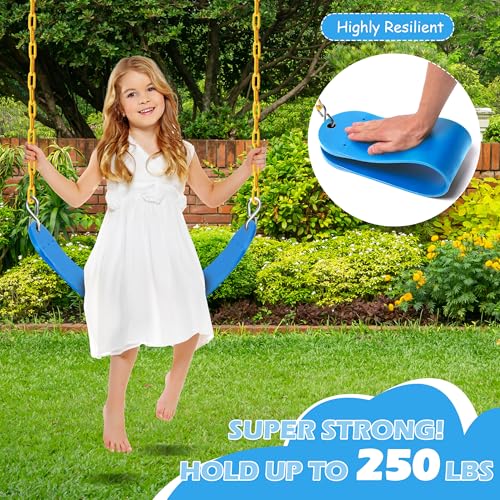 Sunnyglade 2PCS Swings Seats Heavy Duty with 66" Chain Support 250lb Blue | Playground Outdoor Swing Seat Replacement with Snap Hooks, Coated Chains, Soft Eva Seat, Non-Slip Design & 250 Lb Capacity - color: Blue