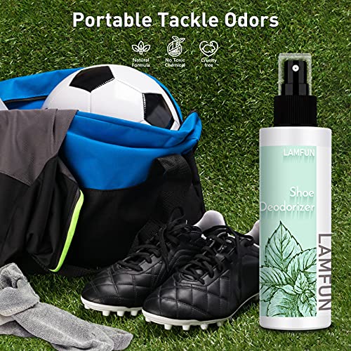 Shoe Odor Eliminator, Natural Shoe Deodorizer Spray for Stinky Sneakers or Smelly Feet, Foot Deodorant Fight All Odors, Peppermint, 150ml