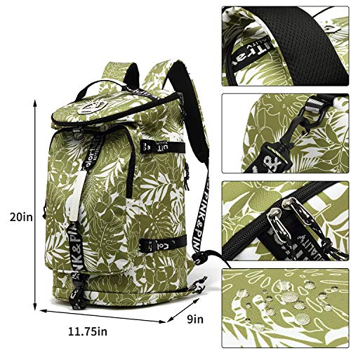 Kalesi Gym Duffle Bag Backpack 4-Way Waterproof with Shoes Compartment for travel Sport Hiking laptop (olive-green) - color: Olive-green