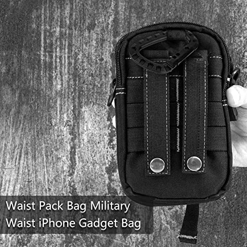 ofone Small Tactical Molle Pouch, Military Waist Pouch EDC with Smartphone Holster Holder Utility Gadget Belt Bag for Outdoor - color: Black