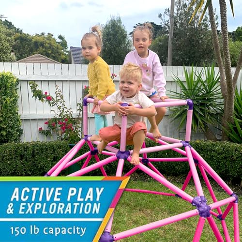 Eezy Peezy Climber with Top - Active Indoor Outdoor Play Set Climbing Dome Equipment Toys - Fun for Kids Ages 3 to 6 Years Old, Pink - color: Pink
