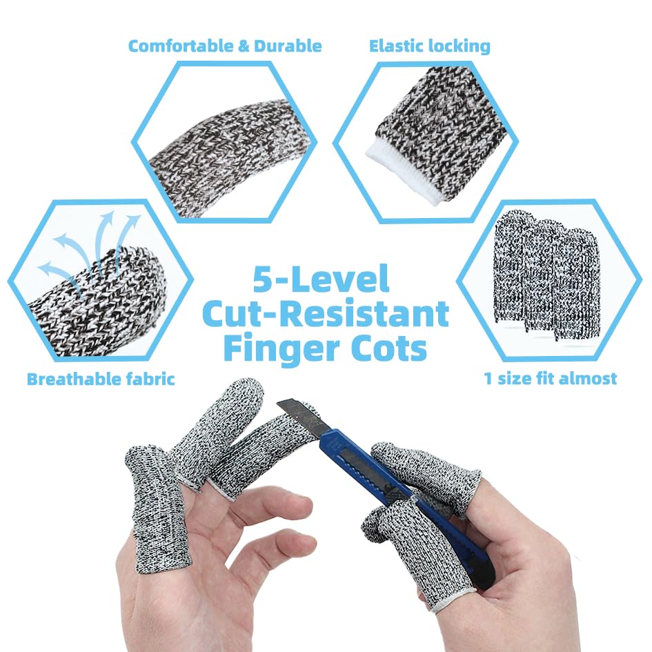 20 pcs Cut Resistant Cots Finger Protection Finger Sleeve Protectors, Glove Life Extender, Anti-Slip Finger Cots Anti-Cut Fingertips Thumb Guards for Work, Handicrafts, Kitchen, Sculpture Supplies - size: 20 Pack
