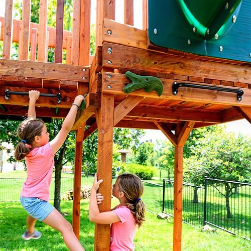 17 Inch Black Playground Handles Metal Set of 2 - Playset Safety Handles, Swing Sets Accessories Grab Handle, Indoor Kids Climbing Monkey Bar for Playhouse, Treehouse, Jungle Gym - color: Black-2pack