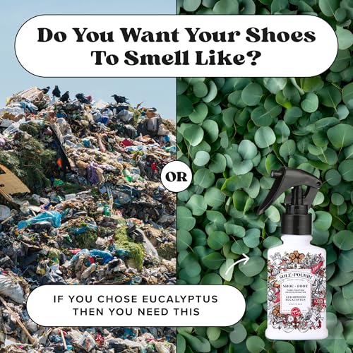 Sole-Pourri Shoe Deodorizer + Foot Spray, 3.4 Fl Oz, Up to 150 Uses, Funk-Fighting Odor Freshener with Essential Oils, for Smelly Shoes, Feet & Gym Bags, Cedarwood & Eucalyptus Scent - size: 1 Ounce (Pack of 1), style: Cedarwood Eucalyptus