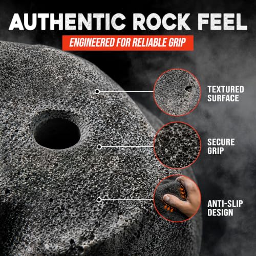 100 Large Rock Climbing Holds with Hardware for Rock Wall Grips Made in USA | 100 Bolts and 100 T-Nuts for Rock Climbing Holds Indoor Outdoor Play Set, Garage Gym, Bouldering, Trees - Rocky Climbing Gear