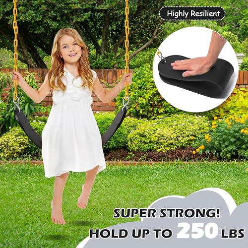 Sunnyglade 2PCS Swings Seats Heavy Duty with 66" Chain Support 250lb Black | Playground Outdoor Swing Seat Replacement with Snap Hooks, Coated Chains, Soft Eva Seat, Non-Slip Design & 250 Lb Capacity - color: Black