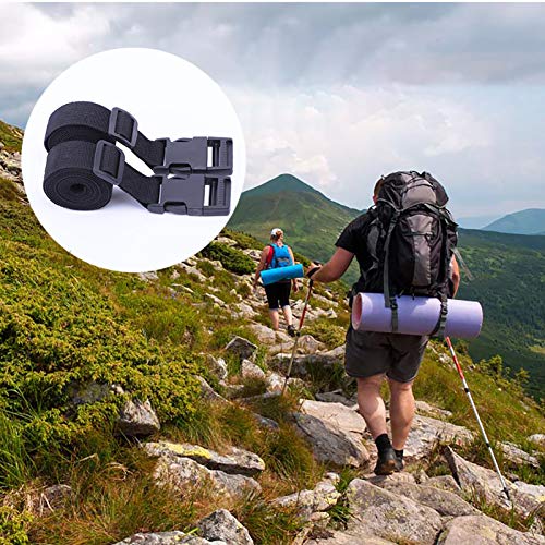 Premium Utility Straps with Quick Release Buckle Adjustable Heavy Duty Long Nylon Tie Down Straps Lashing Straps for Backpack Tactical Camping Gear Sleeping Bag Mattress(Black 2Pcs/13ft)