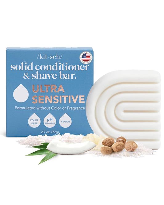 Kitsch 2-In-1 Conditioner Bar & Shave Bar For Sensitive Scalp & Skin, Made In Us, Ultra Sensitive Bar Conditioner For Moisturizi