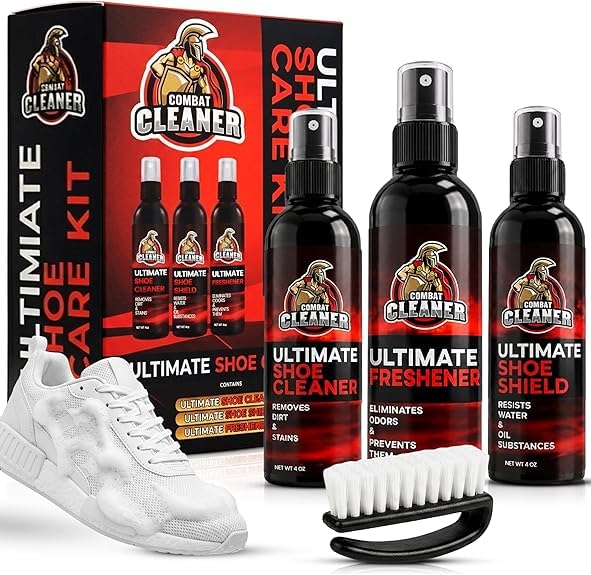 Combat Cleaner Shoe Cleaning Kit – Complete Sneaker Care Solution for Leather, Suede, Canvas, Mesh, Nubuck & More - color: Shoe Cleaner+shield+freshner