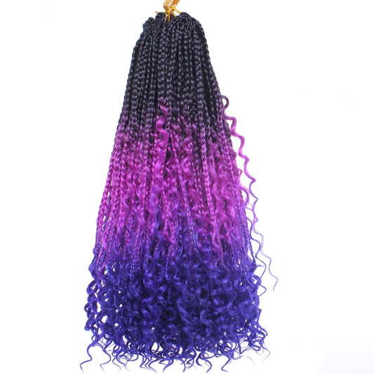 Beverlee Hair Extension Box Braids Crochet Hair, 18 Inch, 8 Packs, 49#, Synthetic, Curly, For Black Women