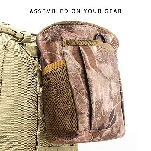 Drawstring Highend Rock Climbing Chalk Bag with a Carabiner Different Pockets for Climbing Bouldering, Gymnastics, Gym Pouch, Cross Fit and Lifting - color: khaki camouflage