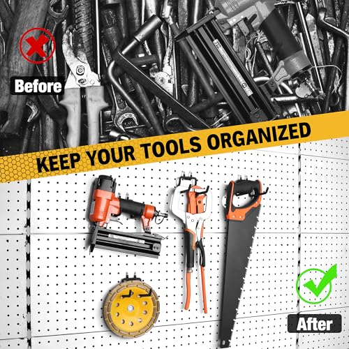 ELEAD 4-Piece Flat Pegboard Hooks, Peg Board Organizer Accessories for Hanging, Fit 1/4" Pegboard, Peg Board Tool Hangers for Garage Kitchen Workbench - style: Flat Hooks 4-Piece