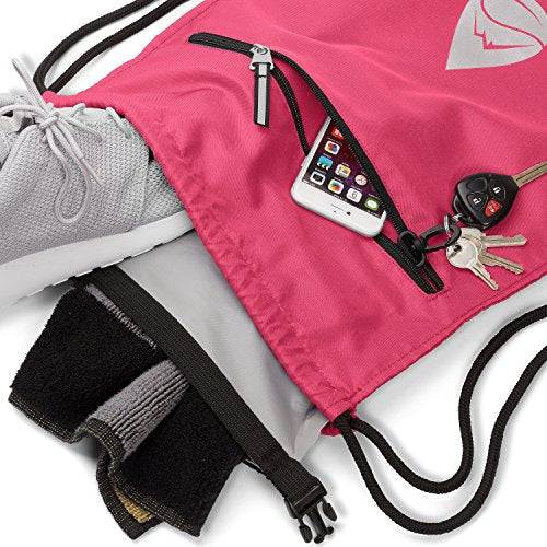 Skog Å Kust GymSak | Patented 2-in-1 Drawstring Cinch Bag with Removable Waterproof Dry Bag | Pink - color: Pink