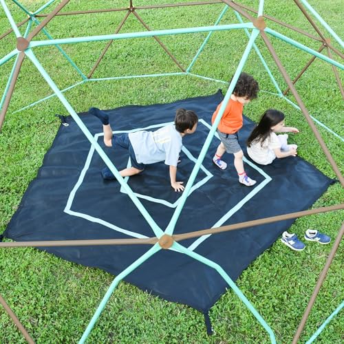 Merax 12FT Climbing Dome with Hammock, Outdoor Geometric Dome Climber | Playground Climber for Kids 3-10 Supporting 1000 lbs, Easy Assembly Play Center Jungle Gym - style: 12FT Green & Sil
