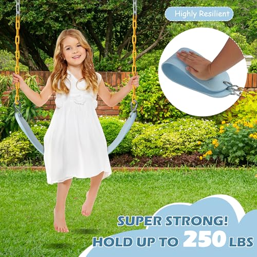 Sunnyglade 2PCS Swings Seats Heavy Duty with 66" Chain, Playground Swing Set Accessories Replacement with Snap Hooks, Support 250lb (2, Pastel Blue) - color: pastel Blue
