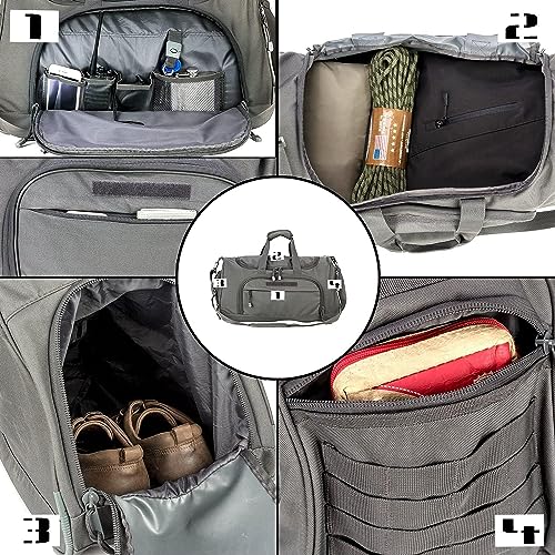 HYKING Gym Bag for Women & Men Tactical Duffle Military Weekender Work Out Lightweight Waterproof Sports Tote Shoe Pocket Gray - color: Gray