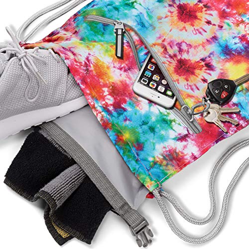 Skog Å Kust GymSak | Patented 2-in-1 Drawstring Cinch Bag with Removable Waterproof Dry Bag | Tie Dye - color: Tie Dye