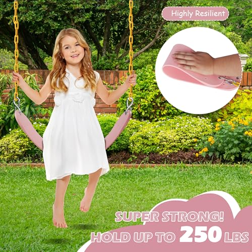 Sunnyglade 2PCS Swings Seats Heavy Duty with 66" Chain, Playground Swing Set Accessories Replacement with Snap Hooks, Support 250lb (2, Pastel Pink) - color: pastel Pink