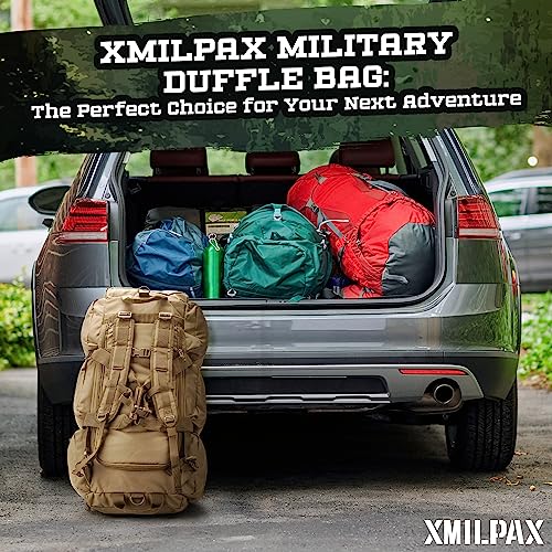 100L Large Military Duffle Bag Deployment Duffel Bag Sports Equipment Travel Luggage Bag with Detachable Backpack Straps… - color: Coyote Tan