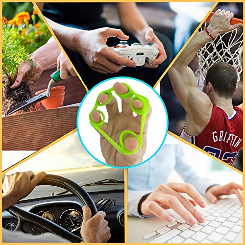 Hand Grip Strengthener, Finger Exerciser, Grip Strength Trainer (6 PCS),New Material,Forearm Grip Workout, Finger Stretcher, Relieve Wrist Pain, Carpal Tunnel - style: Finger Exerciser,Grip Strengthener