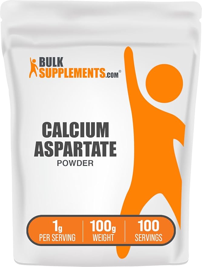 BulkSupplements.com Calcium Aspartate Powder - Calcium Supplement Powder, Essential Nutrient - Gluten Free, 1g per Serving, 100g (3.5 oz) (Pack of 1)
